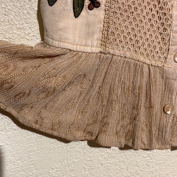 M.P.H. Top Sleeveless Blouse Tan Brown M Rayon Embroidered - Picture 7 of 16